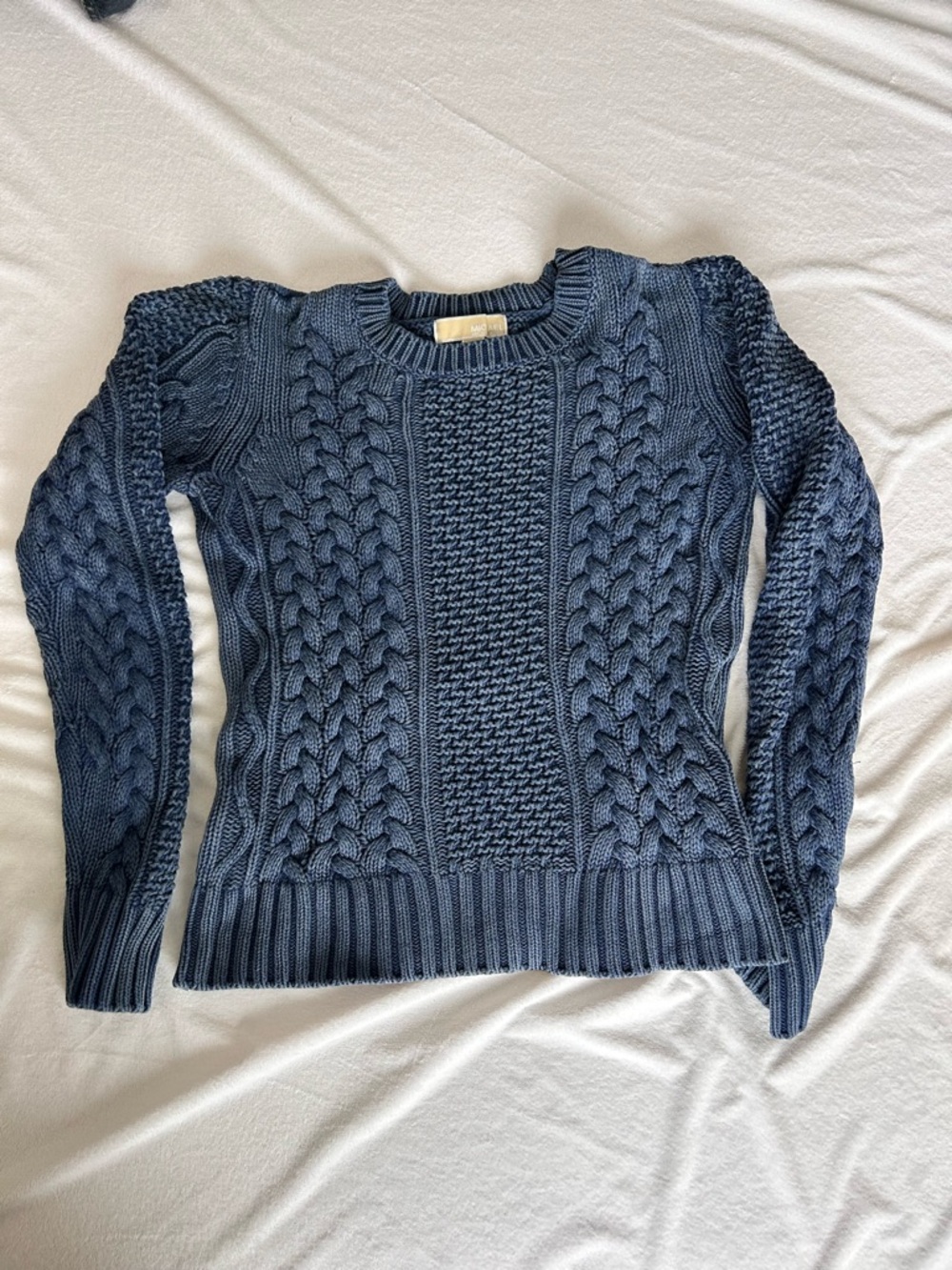 Michael Kors Navy Cable Knit Crewneck Sweater